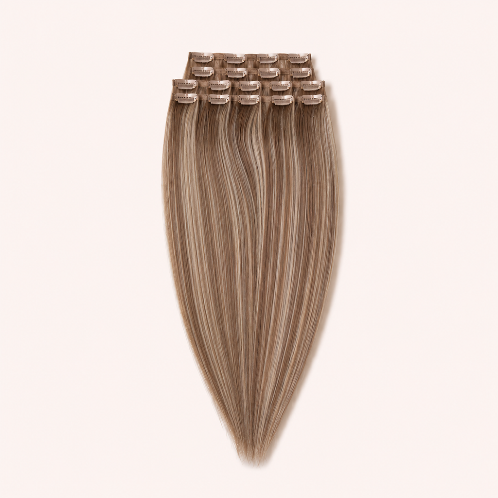 BALK. Virgin Remy Clip-in Hair Extensions Mocha Blend #B2/2/5